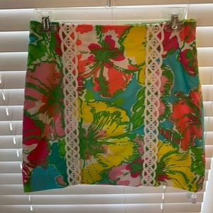 Lilly Pulitzer Vanna Big Flirt Mini Skirt Preppy Resort Wear Pink Blue